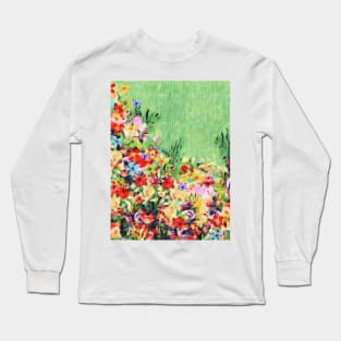 Floral and Crepe Pattern Long Sleeve T-Shirt